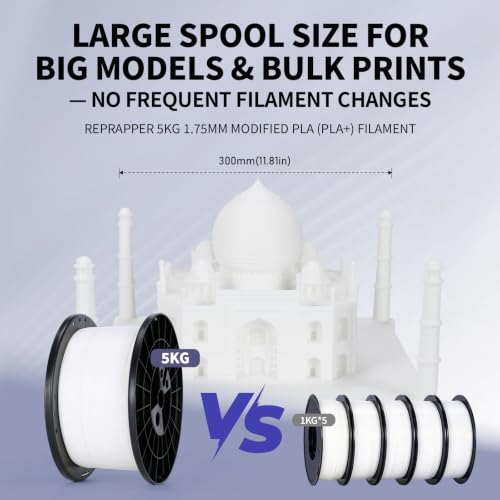 Image of RepRapper White 5KG PLA+ (PLA Plus) 1.75mm 3D Printing Filament,Large Spool | Extra Strong,MPLA (Modified PLA),Large Spool for 3D Printer,Tough&Impact Resistant,±0.03mm Accuracy,11lbs (5kg)