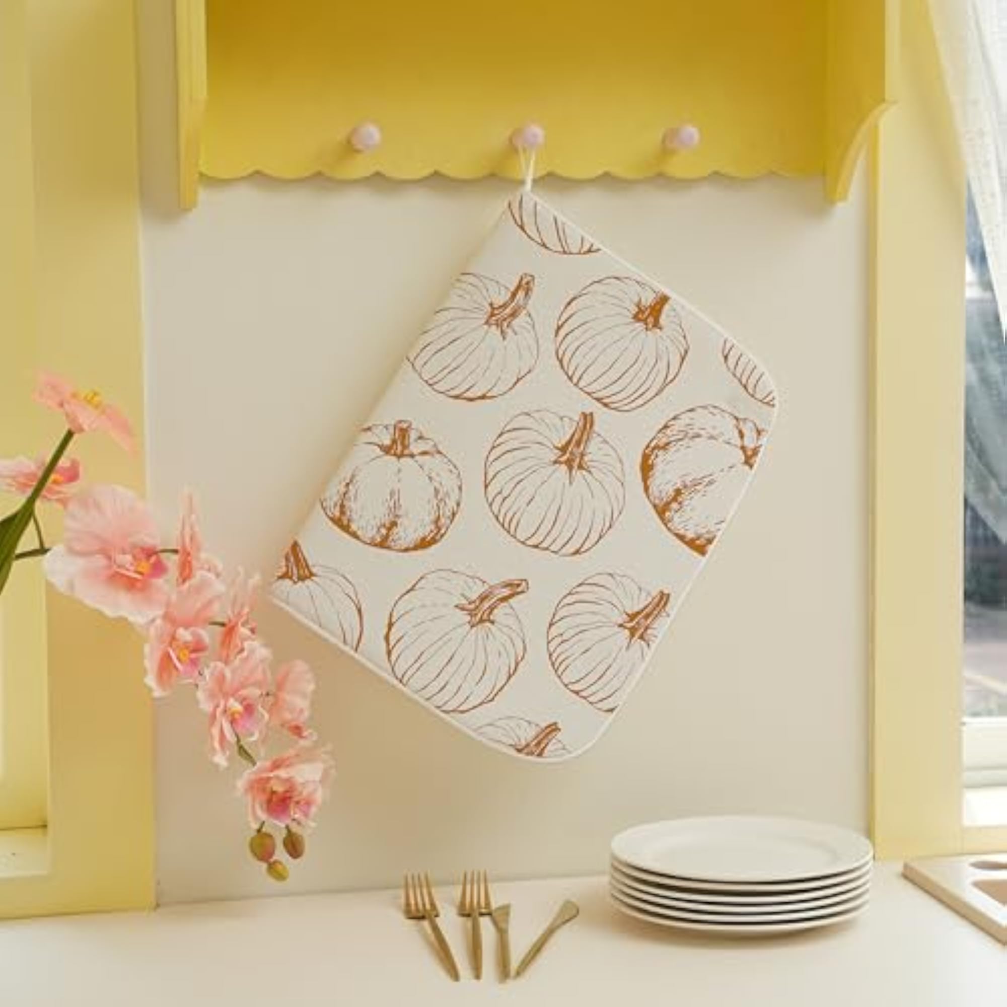 Fall Dish Drying Mat, Decorative Kitchen Pad