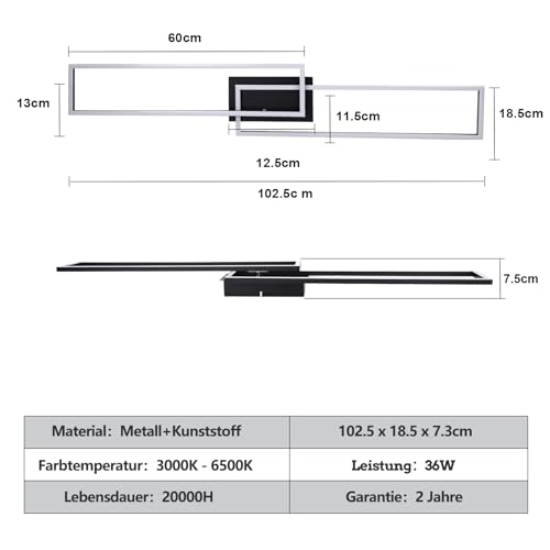 Luminaire de plafond 36W avec télécommande pour éclairage modulable