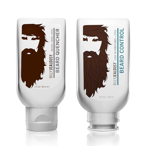 Billy Jealousy Beard Wash and Beard Quencher – Shampoo and Moisturizer for Facial Hair, Hydrates, Softens, Tames Frizz, Adds Shine, Complete Daily Grooming and Conditioning Care Kit for Men