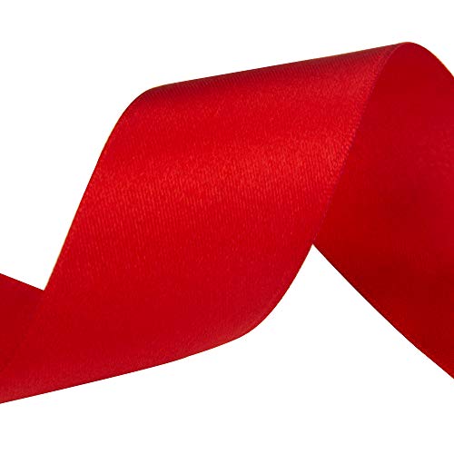 Vatin Solid Color Double Faced Red Satin Ribbon 1-1/2" Wide 50-Yards Long Perfect For Wedding Decor, Crafts, Bow Making, Sewing, Gift Package Wrapping And Other Projects #TOP3