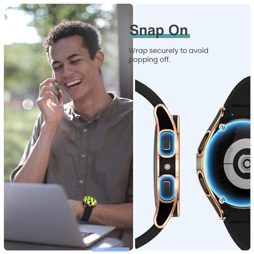 Image of Tensea [5+5Pack for Samsung Galaxy Watch 6 Screen Protector Case 44mm Accessories, Hard PC Bumper /HD Anti-Fog Tempered Glass Protective Film, Face Cover Set, Galaxy Watch 6 Case for Women Men