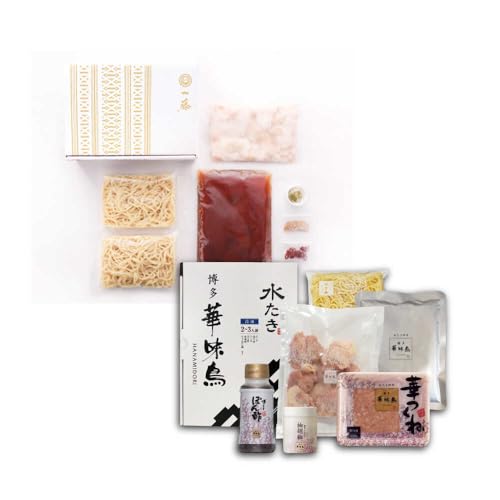 [全2回定期便] 国産黒毛和牛のもつ鍋醤油味 2〜3人前 × 博多華味鳥 水炊き セット ちゃんぽん付き 2人前