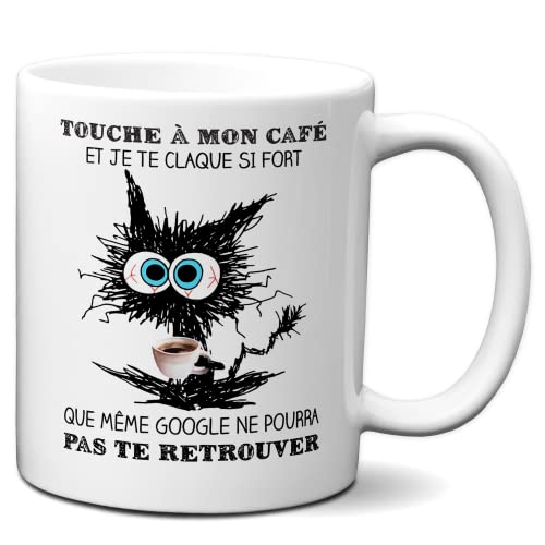 MAPOOR L'Esprit Des Anges Tasse-Mug Cadeau Humour - Touche à mon Café et je te Claque - Original Amusant Rigolo