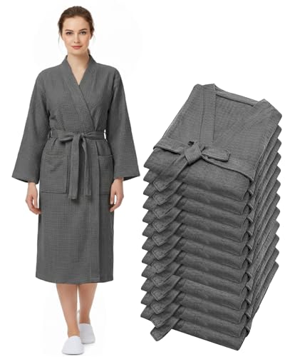 Image of Panitay Women's Waffle Knit Robes Thin Spa Bath Robe Bulk Hotel Lightweight Commercial Soft for House Shower Party