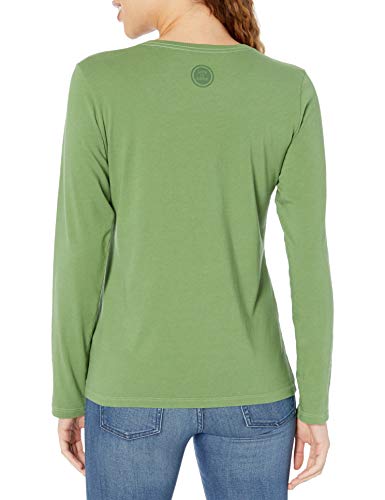 Life is Good Women's Womens Crusher V-Neck Longsleeve T-Shirt, Fresh Pine, L