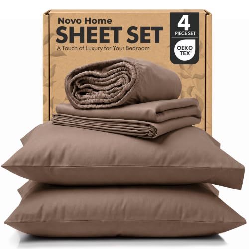 Novo Home Queen Sheet Set 4 Piece, Hotel Luxury Microfiber Bed Sheets