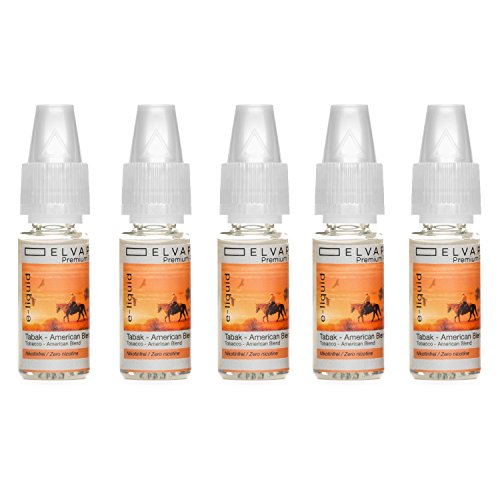 5x10ml Spar-Paket | Elvapo Premium Plus E-LIQUID | Mit extra starkem Geschmack | 42 GESCHMACKSRICHTUNGEN | Tabak - American Blend | 50ml für E-Zigaretten und E-Shishas | 0,0 mg (nikotinfrei) Cover