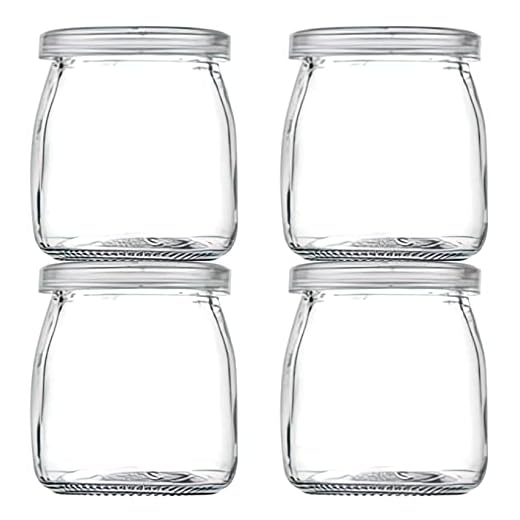 Thymart 5.3oz / 7 OZ Mini Glass Jar with Lid for Pudding, Yogurt, Caviar, Herb, Jelly, Jams, Honey, Spices - Dishwaresafe - 4Pack (5.3OZ)