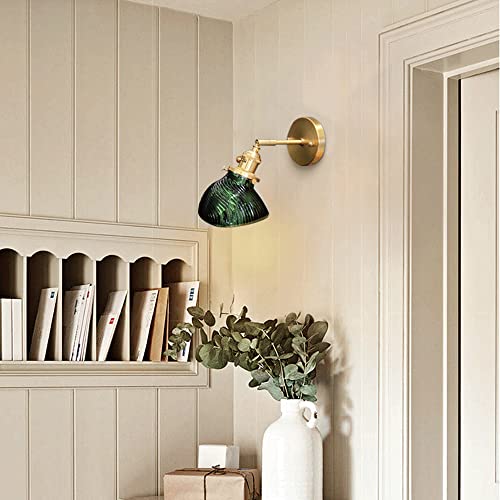 Adjustable Rotating Iron Wall Light, Modern E27 LED Green Glass Wall Sconces, Creative Rotating Bathroom Mirror Front Light, Indoor Wall Mount Lamp Light Fixture (Trichromatic Light) -  GWJBDZD, GWJ02-BDZD705