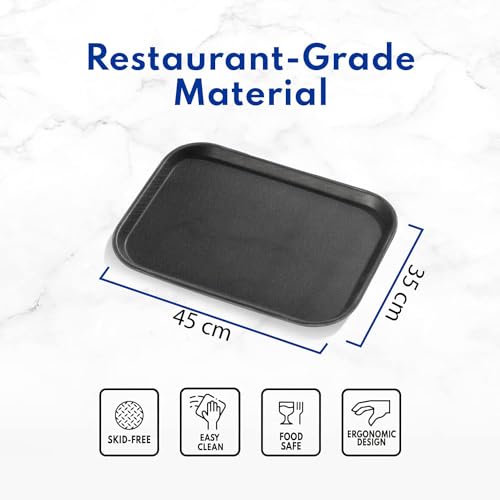 Image of Planet Plastic Tray for Dish Drainer Basket /Rectangular Shape Water Drop Collector Tray /Serving Tray (Black, 45 x 35 x 3 cm)