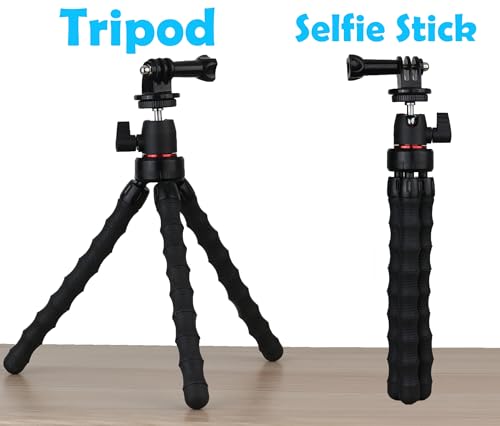 Image of Flexible Camera Tripod Compatible with GoPro Hero 12, 11,10, 9 Bendable Tripod 360 Rotation Mount Stand for Vlogging