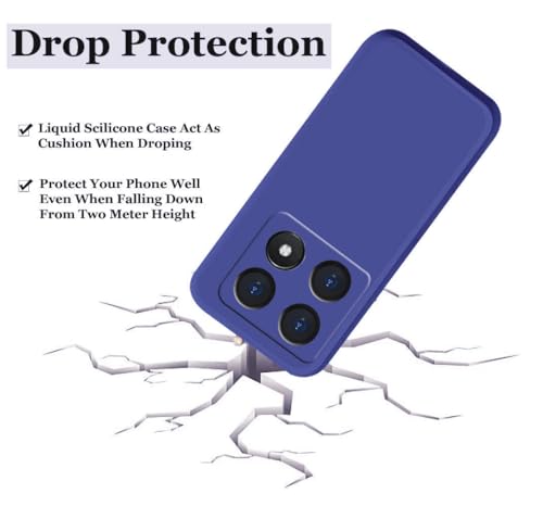 Image of A rtistque Liquid Silicone Back Cover Case for Poco X6 Pro 5G Shockproof TPU Soft Flexible with Camera Protection - Blue