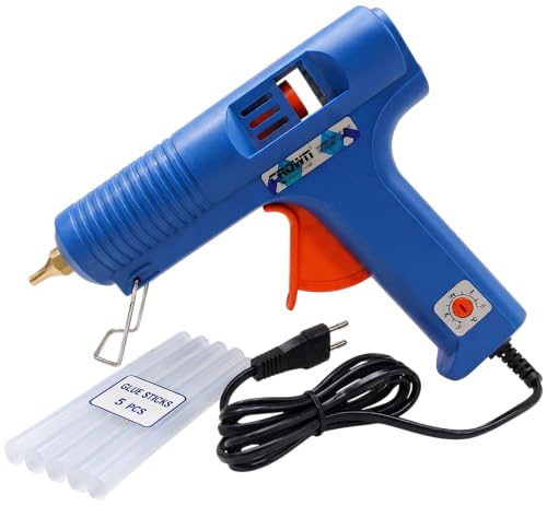 Crown 150W Heavy Duty Glue Gun with Temperature Control Regulator & Thin Nozzle for Precise Glue Output (DIY & Professional Use) + 5 Glue Sticks - CR-150