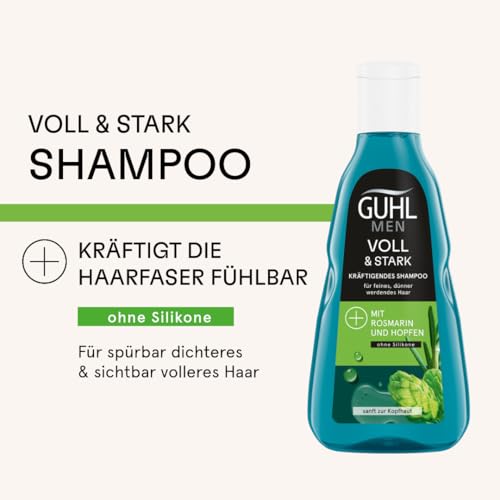 Guhl Men Voll & Stark Shampoo - Inhalt: 250 ml - Haartyp: dünn, fein, normal, blue