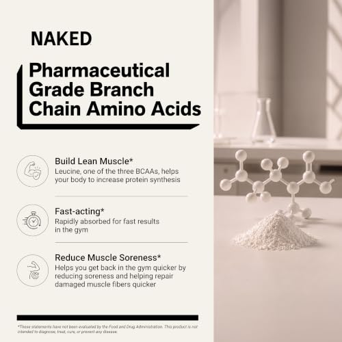 Image of NAKED Cherry Lime BCAAs Amino Acids Powder, 100% Pure 2:1:1 Formula, Vegan Branched Chain Amino Acids, Instantized All Natural BCAA Powder Supplement - 501 Grams, 34 Servings
