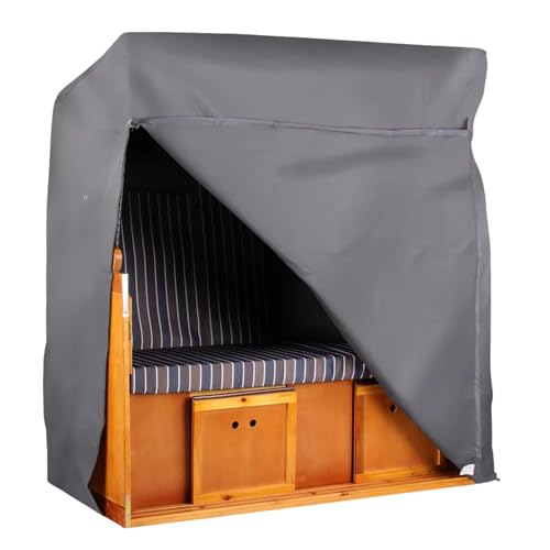 MR. DEKO® Schutzhülle Strandkorb Abdeckhaube Aero Protect dunkelgrau | Size XXL Größe 170 x 98 x 170 cm (BxTxH) | Strandkorbabdeckung 3-Sitzer Strandkörbe atmungsaktiv & winterfest | Segeltuch Plane