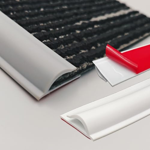 Flooring Transition Strips, Flexible Floor Transition Strip from Carpet to Tile, Flexible Rug Edge Protector for Doorway,Self Adhesive Cuttable Carpet Edge Trim Strip?White 10ft?