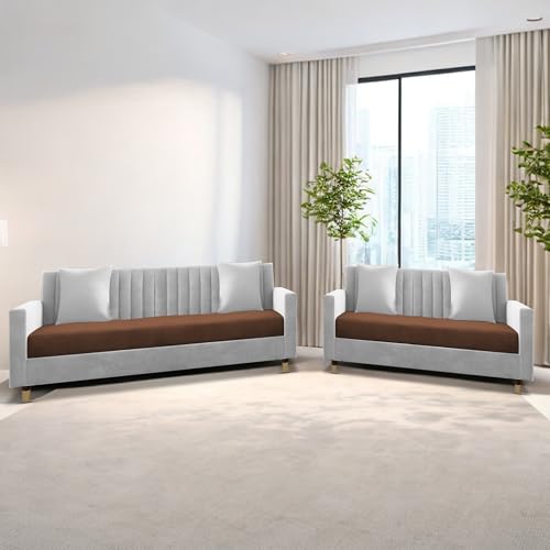 Image of Casaliving Garcia 3+2 Seater Sofa Set for Living Room (Brown - Grey)
