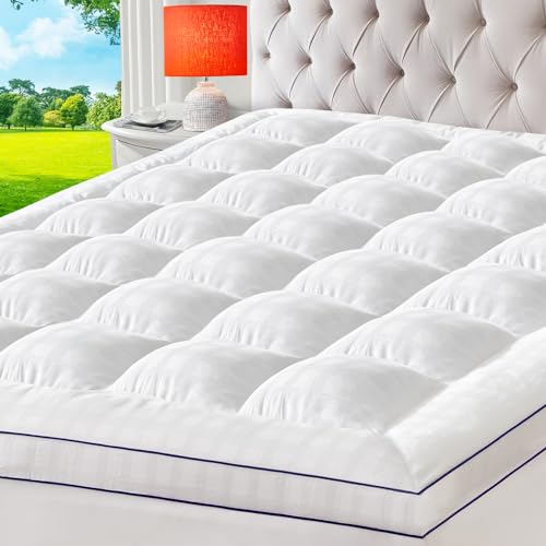 ELEMUSE California King Cooling Mattress Topper, Extra Thick 1300gsm Mattress Pad for Back Pain, Plush 500TC Cotton Pillow Top with Deep Pocket, Overfilled with Mixed Advansa Down Alternative Filling ELEMUSE California King Cooling Mattress Topper, Extra Thick 1300gsm Mattress Pad for Back Pain, Plush 500TC Cotton Pillow Top with Deep Pocket, Overfilled with Mixed Advansa Down Alternative Filling