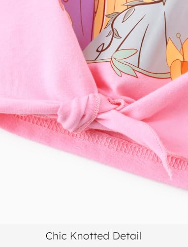 Image of Disney Frozen Princess Minnie Stitch Girl Clothes Long Sleeve Knot Front Sweatshirt Flare Pants Fall 2 Piece Outfit 2-9Y