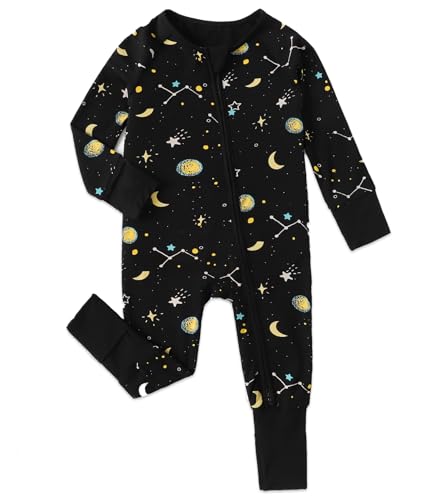 Image of Cabahata Baby Footless Pajamas with Mittens and Feet Cuffs Viscose of Bamboo Cartoon Infant Boys Girls Zipper Pjs Romper