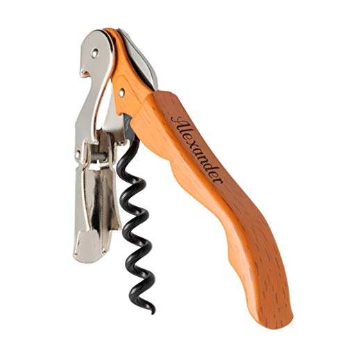 Pulltex Kellnermesser Pulltaps Basic Wood Transfer mit Laser-Gravur Korkenzieher aus Metall Doppelhebel Cover