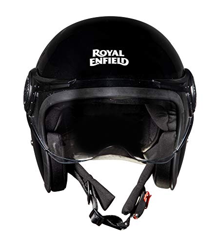 Image of Royal Enfield Jet Open Face Helmet with Clear Visor Black , Size: XL(61-62cm)