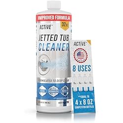 ACTIVE Jetted Tub Cleaner Bathtub Cleaning - 32oz (8 Uses) Bath Jet Cleaner For Whirlpool & Spa Bath System, Compatible with Jacuzzi Jets, Whirl Tubs, Professional Septic Safe Solution - Made in USA