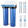 Geekpure 2 Stage Whole House Water Filter System with 20-Inch Blue Housing-1"Port 2 x PP,2 x Carbon Filters