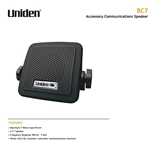 Uniden (Bc7) Bearcat 7-Watt External Communications Speaker. Durable Rugged Design, Perfect For Amplifying Uniden Scanners, Cb Radios, And Other Communications Receivers.,Black #TOP1