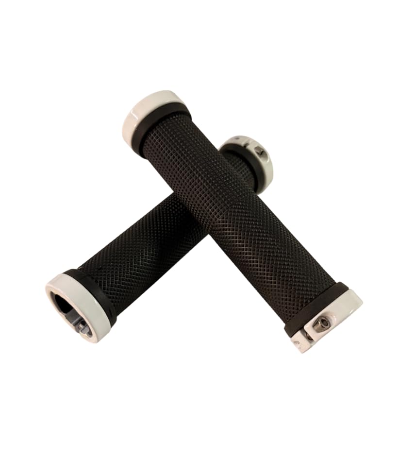 Image of Shrenik Cycle Hand Grip 13cms Length Non Toxic Anti-Slip with Colored Ring for MTB /City Bicycle Handlebar Grips (Black /White)