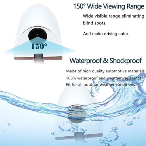 EWAY Mini Car Door Blind Spot Side View Camera 120° Angle, 12V Universal Backup Cameras w/ 4-Pin Connector and RCA Plug for Truck Bus Trailer Camper RV, Tape Mount Self-Adhesive Installation - White - Thumbnail 5
