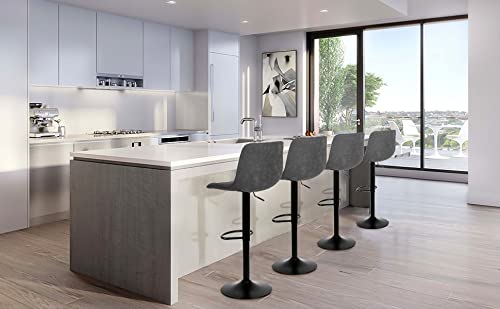 Oristus Set Of 4 Counter Height Bar Stools,Swivel Bar Stools With Backs Pu Leather Height Adjustable Modern Kitchen Counter Height Bar Stool Chair With Black Base,For Pub Bistro Kitchen Island Counter #TOP4