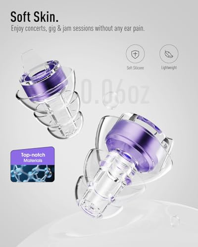 Image of Hearprotek Concert Ear Plugs, 2Pairs Reusable high Fidelity Musician Ear Plugs for Concerts Loud Music-Noise Reduction Ear Protection earplugs for Rave,Festival,Music,Tinnitus Relief