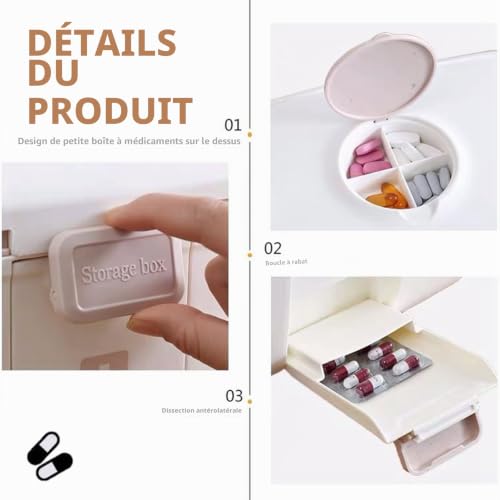 SagTuol Boite pharmacie, Boite de rangement medicament portable à 2 niveaux, Boite medicaments rangement, Boîte à médicaments pour médicaments, pour la maison – vue 3