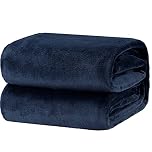 Bedsure Fleece Blanket for Bed - Soft Cosy Fluffy Throw Blankets, Warm Large Throws for Audlts, Gifts for Women and Men,Navy Blue, 220x240 cm