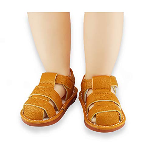 Image of WILLFUN Baby Boy Girl Summer Infant Squeaky Sandals Premium Rubber Sole Closed-Toe Non-Slip Shoes Toddler First Walkers