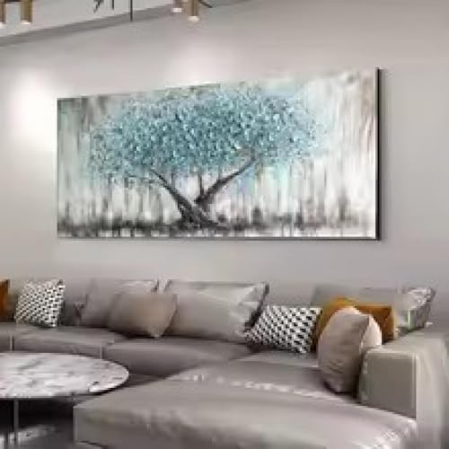 Affiches turquoise arbre de vie paysage abstrait déco murale 50x100 - 4