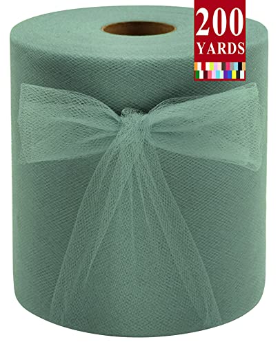 Rouleaux de tissu en tulle vert sauge 15,2 cm x 200 m (182,9 m)
