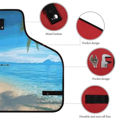 Delantal de trabajo con 8 bolsillos y diseño hawaiano miniatura 3