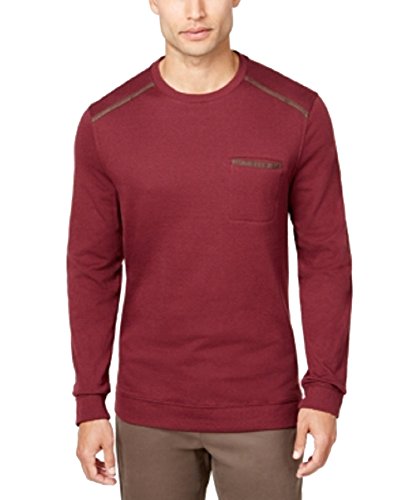 Tasso Elba Mens Faux-Suede Trim Basic T-Shirt