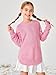 Haloumoning Girls Cute Heart Love Print Sweater Tops Oversized Crew Neck Dot Ball Knitted Valentine Pullover 5-14 Years Pink