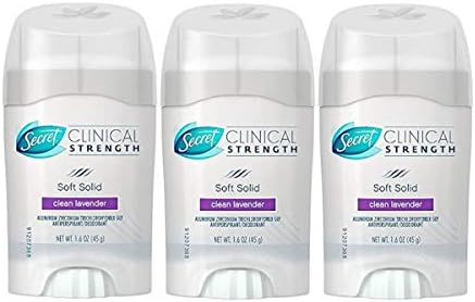 Secret Antiperspirant Deodorant for Women, Clinical Strength Invisible Solid, Clean Lavender Scent, 1.6 oz (Pack of 3)