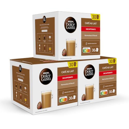 NESCAFÉ Dolce Gusto Café con Leche descafeinado - Cápsulas de Café, 90 Cápsulas (3 x 30) - Originales para cafeteras Dolce Gusto