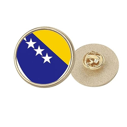 Broche ronde en métal doré de Bosnie-Herzégovine taille M pour costume