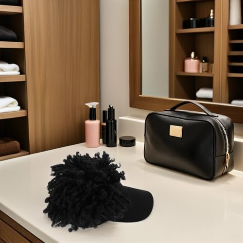 Postiche Afro Bouclée Courte Synthétique 1b Noire style casquette - 5