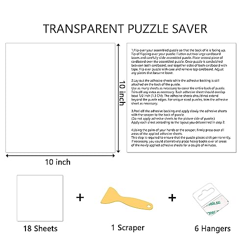 Preserve 4 X 1000 Puzzle Glue Sheets,24Sheets Puzzle Saver Peel and Stick, Clear Puzzle Saver Sheets No Stress & No Mess, Puzzle Sticker Sheets Preserve Your Puzzle, Work Better with Puzzle Frame