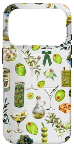 Carcasa para iPhone 17 Pro Verano Verde Lazo Oliva Sucio Martini Cóctel Collage Preppy