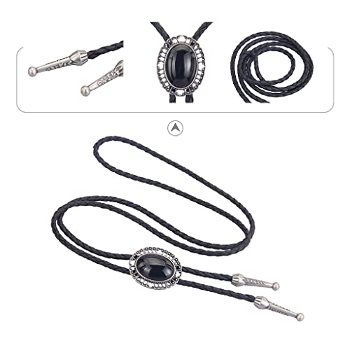 Image of Jeilwiy Bolo Tie for Men Western Cowboy Tie Necklace Gold Bolo Tie Leather Necktie Halloween Tie Accessories for Women